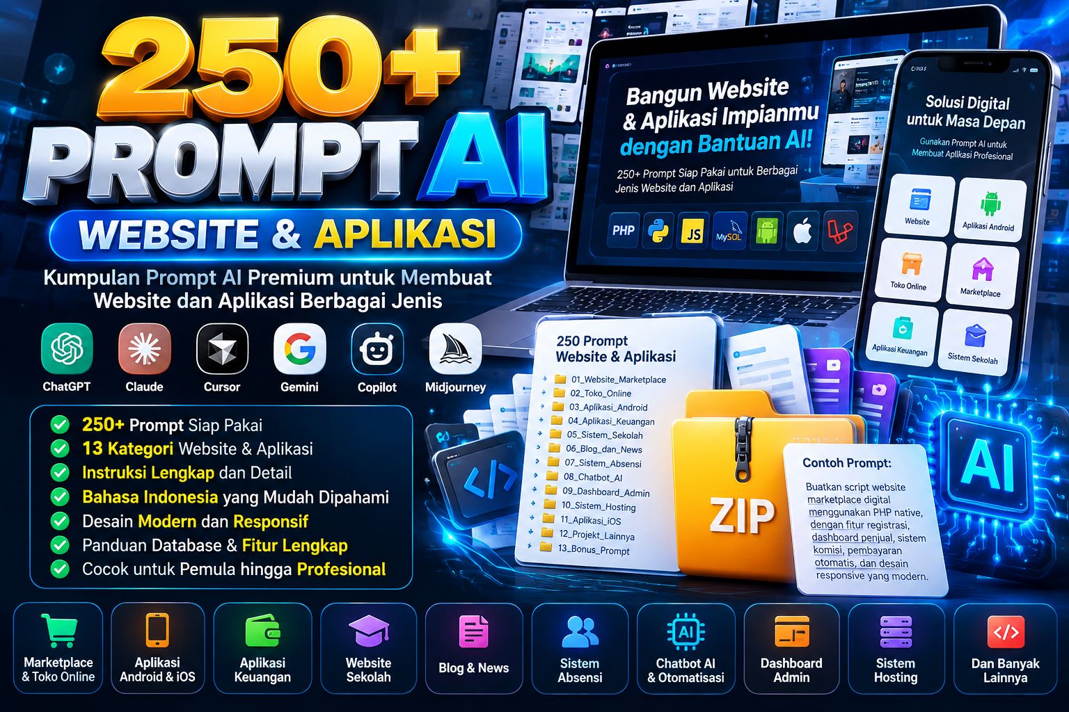 250+ Prompt AI Premium untuk Membuat Website & Aplikasi - Preview 1